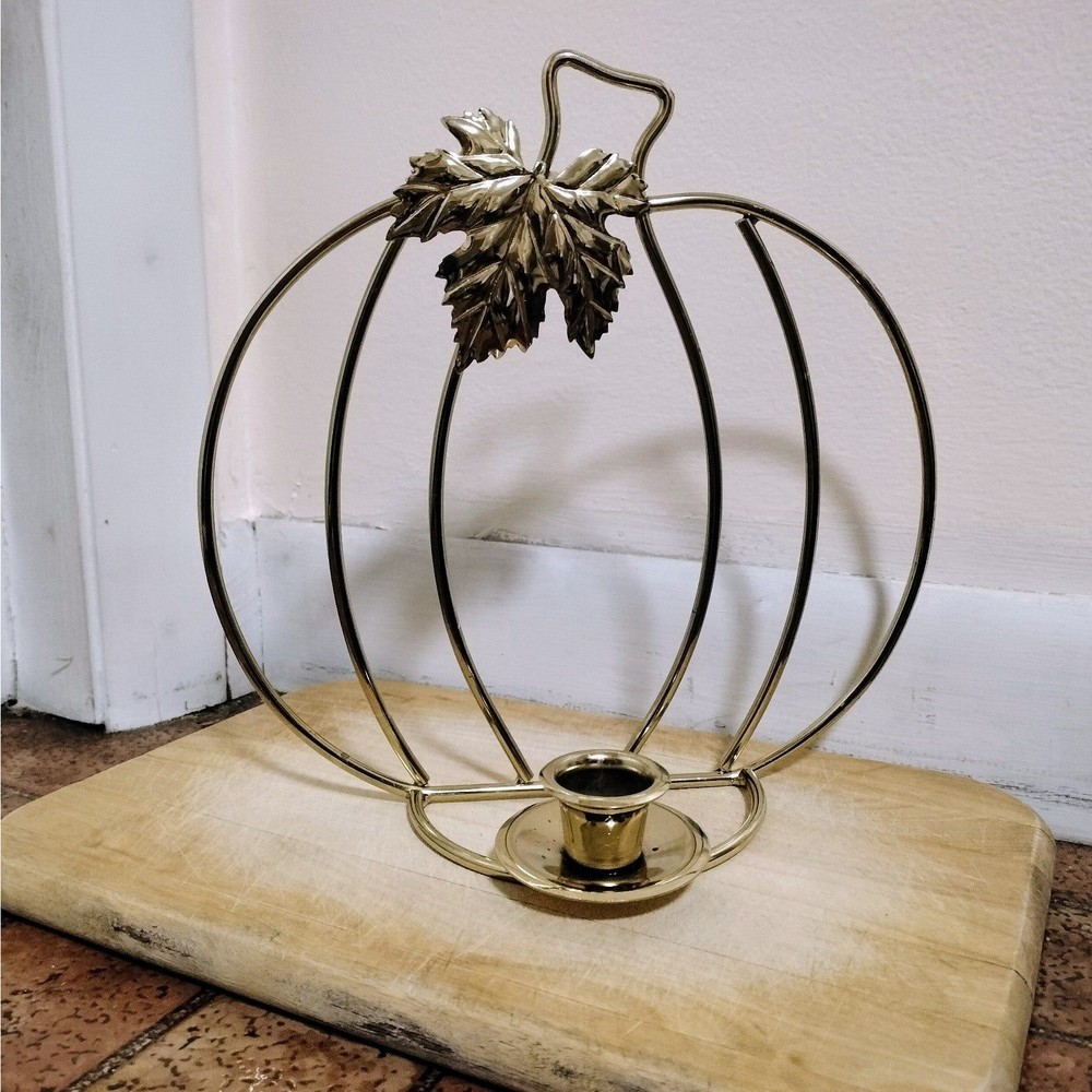 Gold Metal Pumpkin Candle Holder